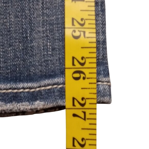 Miss Me Women Dark Wash Low Rise Capris 30 Y2Kcore Casual Comfy Distressed Jean - Picture 9 of 16